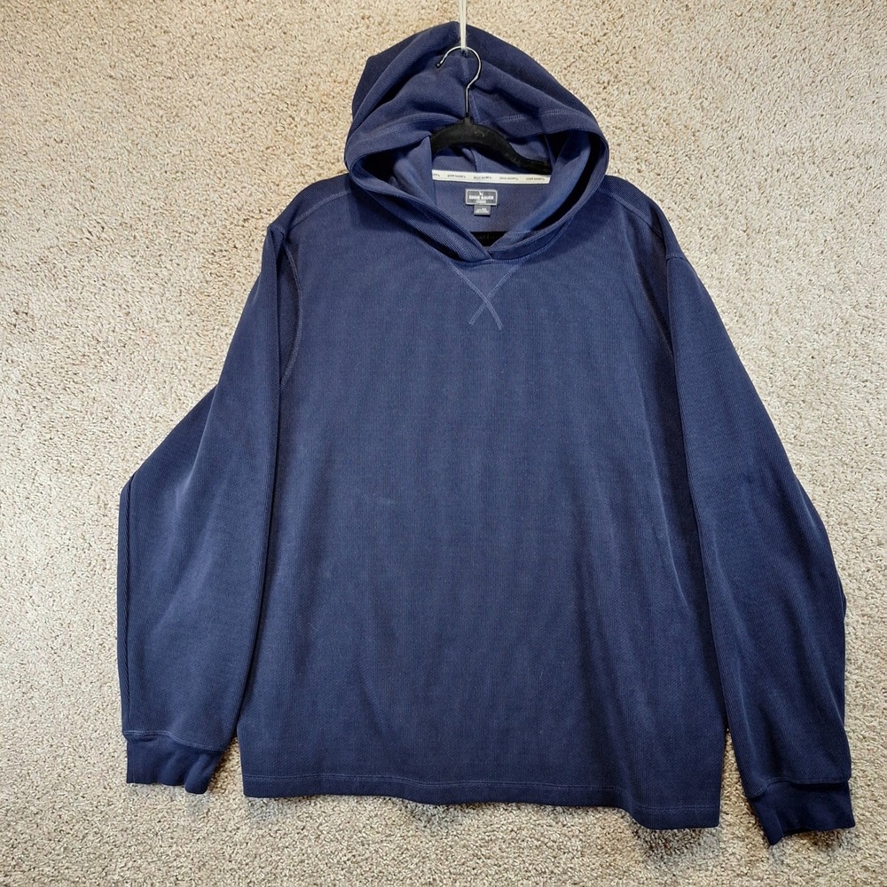 Eddie Bauer Hoodie Mens XXL Blue‎ Lounge Ribbed Knit Pullover Gorpcore Casual